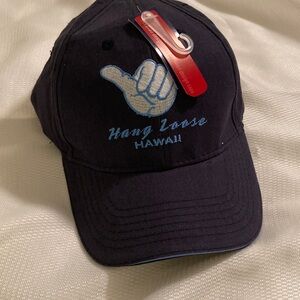 Navy Hang Loose Hawaii cap with light blue accent in bill and embroidery